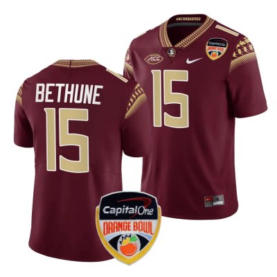 Florida State Seminoles Tatum Bethune Men's #15 2023 Orange Bowl Garnet Playoff College Football Stitched Jersey