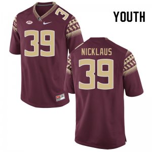 Florida State Seminoles Vance Nicklaus Youth #39 Garnet Authentic College Football Stitched Jersey