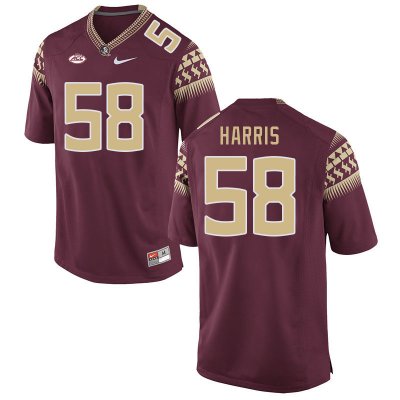 Florida State Seminoles Bless Harris Men's #58 Garnet Authentic College Football Stitched Jersey