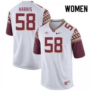 Florida State Seminoles Bless Harris Women's #58 White Authentic College Football Stitched Jersey