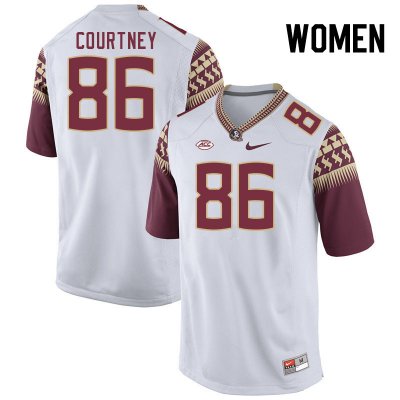 Florida State Seminoles Brian Courtney Women's #86 White Authentic College Football Stitched Jersey