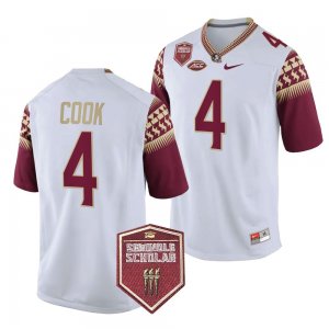 Florida State Seminoles Dalvin Cook Men's #4 Seminole Scholar patch White College Football Stitched Jersey