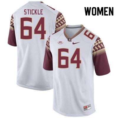 Florida State Seminoles David Stickle Women's #64 White Authentic College Football Stitched Jersey