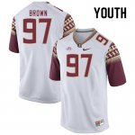 Florida State Seminoles Dylan Brown Youth #97 White Authentic College Football Stitched Jersey