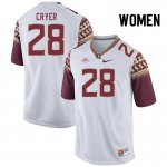 Florida State Seminoles Justin Cryer Women's #28 White Authentic College Football Stitched Jersey