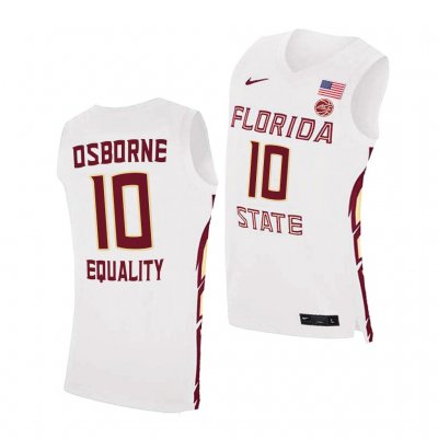 Florida State Seminoles Malik Osborne Men's #10 White Equality College Basketball Stitched Jersey