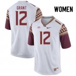 Florida State Seminoles Michael Grant Women's #12 White Authentic College Football Stitched Jersey