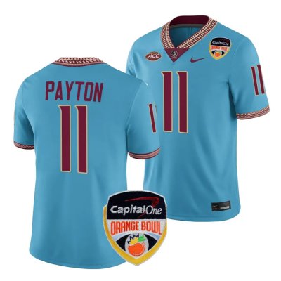 Florida State Seminoles Patrick Payton Men's #11 2023 Orange Bowl Turquoise Playoff College Football Stitched T-Shirt