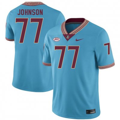 Florida State Seminoles Roderick Johnson Men's #77 Turquoise Authentic College Football Stitched Jersey