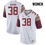 Florida State Seminoles Shyheim Brown Women's #38 White Authentic College Football Stitched Jersey