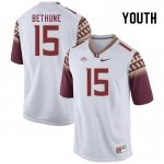 Florida State Seminoles Tatum Bethune Youth #15 White Authentic College Football Stitched Jersey