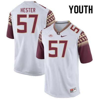 Florida State Seminoles Aaron Hester Youth #57 White Authentic College Football Stitched Jersey