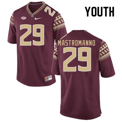 Florida State Seminoles Alex Mastromanno Youth #29 Garnet Authentic College Football Stitched Jersey