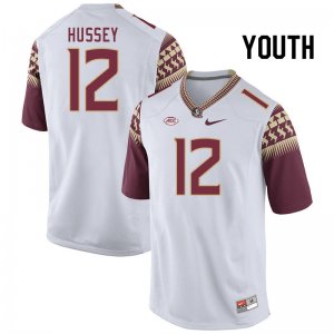 Florida State Seminoles Conrad Hussey Youth #12 White Authentic College Football Stitched Jersey