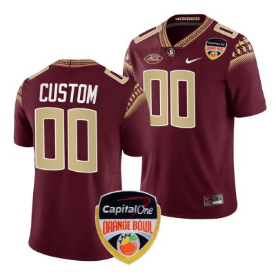 Florida State Seminoles Custom Men's #00 2023 Orange Bowl Garnet Playoff College Football Stitched Jersey