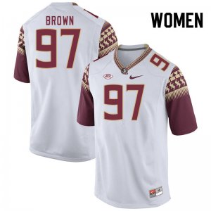 Florida State Seminoles Dylan Brown Women's #97 White Authentic College Football Stitched Jersey