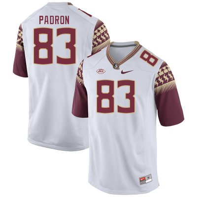 Florida State Seminoles Fernando Padron Men's #83 White Authentic College Football Stitched Jersey