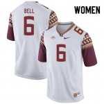 Florida State Seminoles Jaheim Bell Women's #6 White Authentic College Football Stitched Jersey