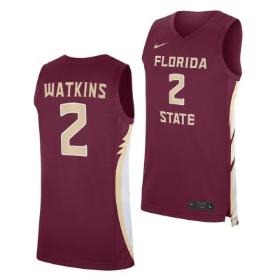 Florida State Seminoles Jamir Watkins Men's #2 Road Maroon 2023-24 College Basketball Stitched Jersey