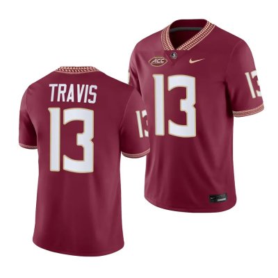 Florida State Seminoles Jordan Travis Men's #13 NIL Garnet 2023 College Football Stitched Jersey