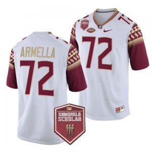 Florida State Seminoles Julian Armella Men's #72 Seminole Scholar patch White College Football Stitched Jersey