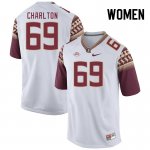 Florida State Seminoles Kanaya Charlton Women's #69 White Authentic College Football Stitched Jersey