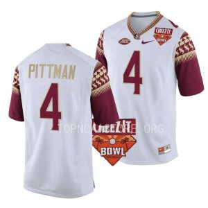 Florida State Seminoles Mycah Pittman Men's #4 2022 Cheez-It Bowl White College Football Stitched Jersey