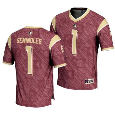 Florida State Seminoles Number Youth #1 Highlight Print Fashion Garnet College Football Stitched Jersey