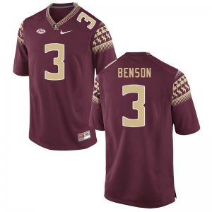 Florida State Seminoles Trey Benson Men's #3 Garnet Authentic College Football Stitched Jersey