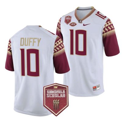 Florida State Seminoles AJ Duffy Men's #10 Seminole Scholar patch White College Football Stitched Jersey