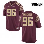 Florida State Seminoles Dante Anderson Women's #96 Garnet Authentic College Football Stitched Jersey