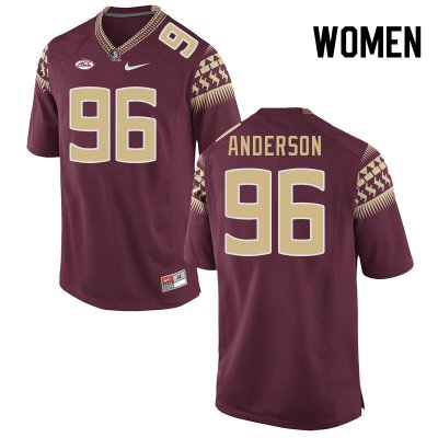 Florida State Seminoles Dante Anderson Women's #96 Garnet Authentic College Football Stitched Jersey