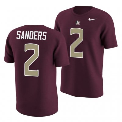 Florida State Seminoles Deion Sanders Men's #2 Garnet Name & Number College Football Stitched T-Shirt