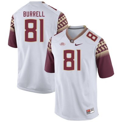 Florida State Seminoles Joshua Burrell Men's #81 White Authentic College Football Stitched Jersey