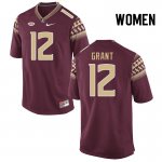 Florida State Seminoles Michael Grant Women's #12 Garnet Authentic College Football Stitched Jersey