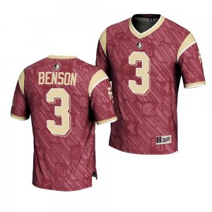 Florida State Seminoles Trey Benson Men's #3 Highlight Print Garnet Fashion College Football Stitched Jersey