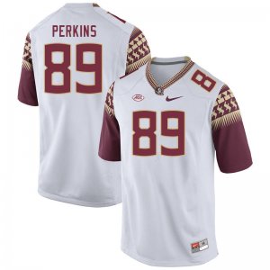 Florida State Seminoles Xavier Perkins Men's #89 White Authentic College Football Stitched Jersey