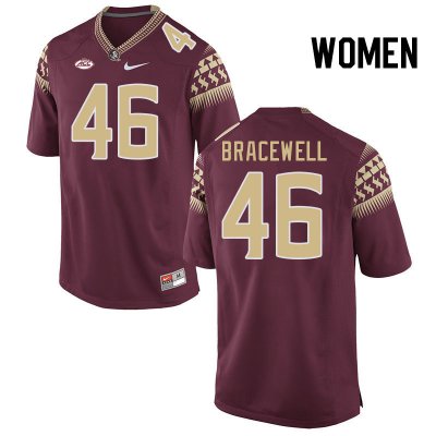 Florida State Seminoles Ashton Bracewell Women's #46 Garnet Authentic College Football Stitched Jersey