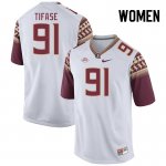 Florida State Seminoles Ayobami Tifase Women's #91 White Authentic College Football Stitched Jersey