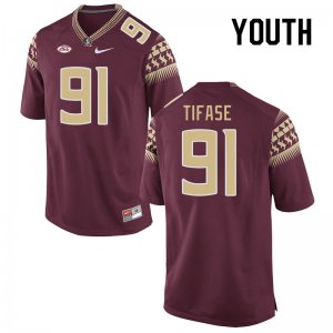 Florida State Seminoles Ayobami Tifase Youth #91 Garnet Authentic College Football Stitched Jersey