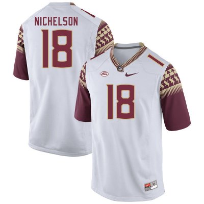 Florida State Seminoles Blake Nichelson Men's #18 White Authentic College Football Stitched Jersey