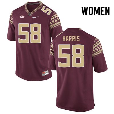 Florida State Seminoles Bless Harris Women's #58 Garnet Authentic College Football Stitched Jersey