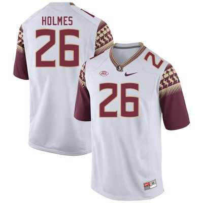 Florida State Seminoles Caziah Holmes Men's #26 White Authentic College Football Stitched Jersey