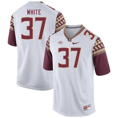 Florida State Seminoles Christian White Men's #37 White Authentic College Football Stitched Jersey