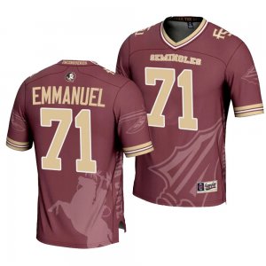 Florida State Seminoles D'Mitri Emmanuel Men's #71 Icon Print Garnet Fashion College Football Stitched Jersey