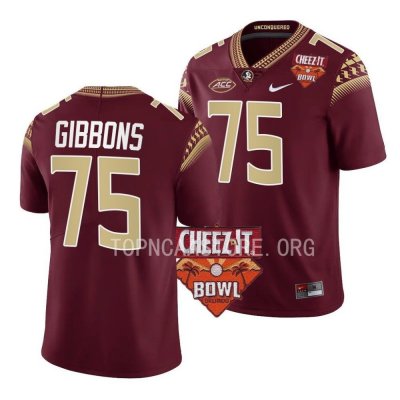 Florida State Seminoles Dillan Gibbons Men's #75 2022 Cheez-It Bowl Garnet College Football Stitched Jersey