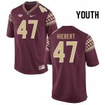 Florida State Seminoles Donny Hiebert Youth #47 Garnet Authentic College Football Stitched Jersey