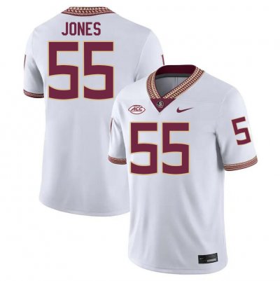 Florida State Seminoles Marvin Jones Men's #55 White Authentic College Football Stitched Jersey