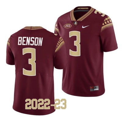 Florida State Seminoles Trey Benson Men's #3 2022-23 Garnet Replica College Football Stitched Jersey