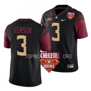 Florida State Seminoles Trey Benson Men's #3 2022 Cheez-It Bowl Black Alternate College Football Stitched Jersey